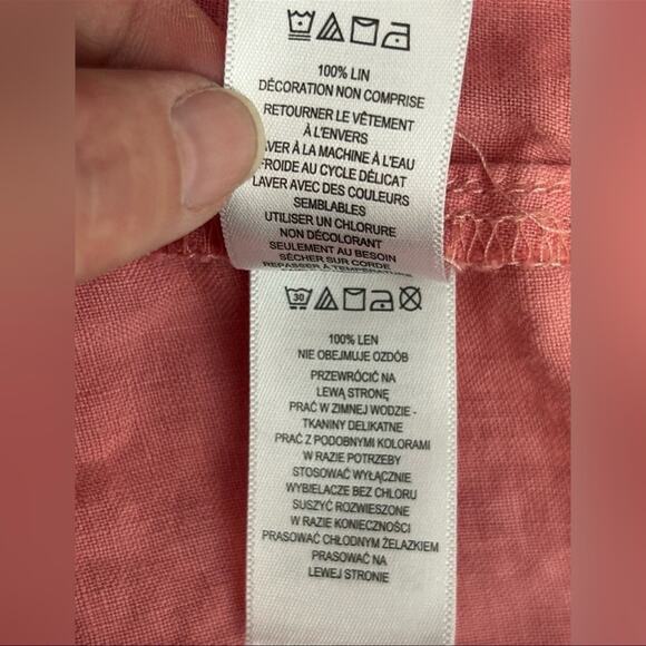 Lucky Brand Pink Linen Tiered Babydoll Mini Dress Small - Picture 11 of 12